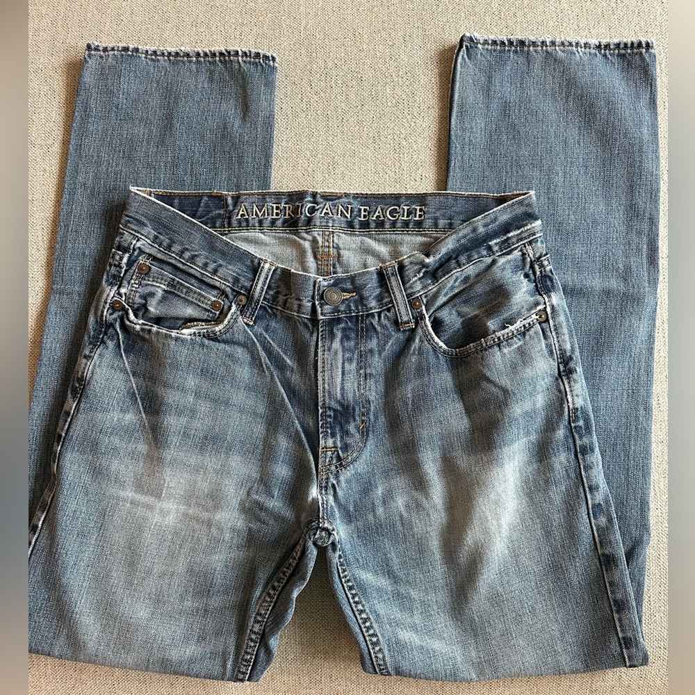 American Eagle Outfitters Men's Light Blue Straight Jeans